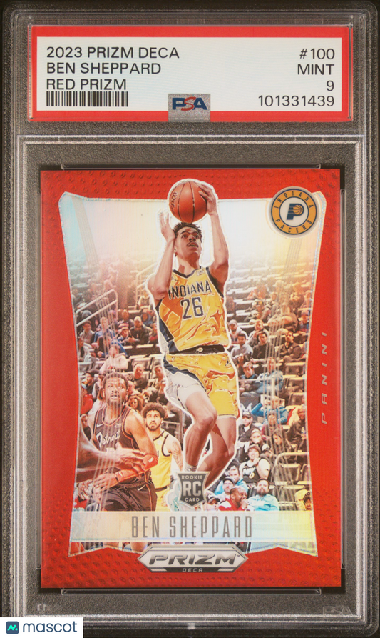 2023 Panini Red Prizm Deca #100 Ben Sheppard Pacers ROOKIE - /199 PSA 9 - /199