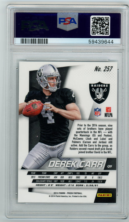 2014 Panini Prizm - Derek Carr #257 - ROOKIE - PSA 9