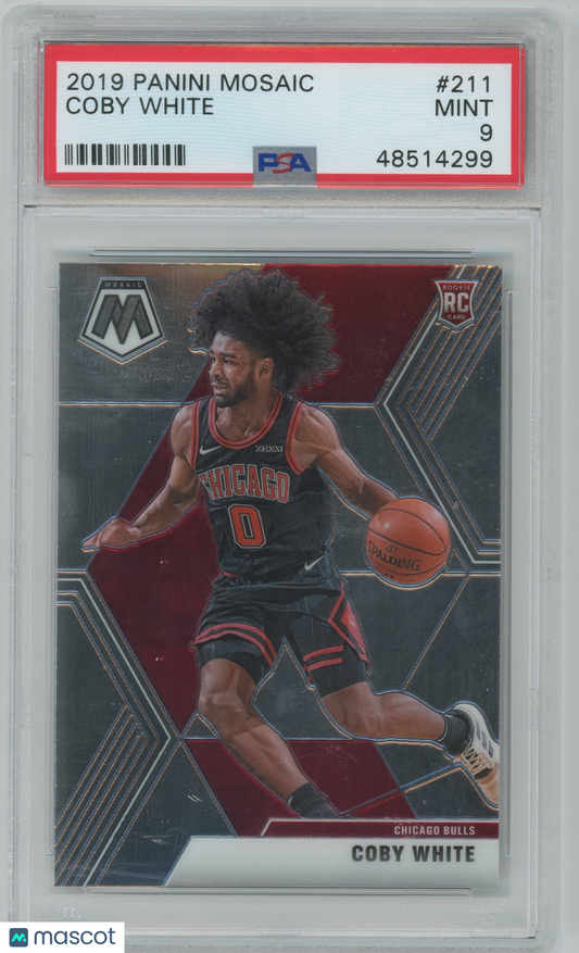 2019 Panini Mosaic Coby White ROOKIE #211 PSA 9