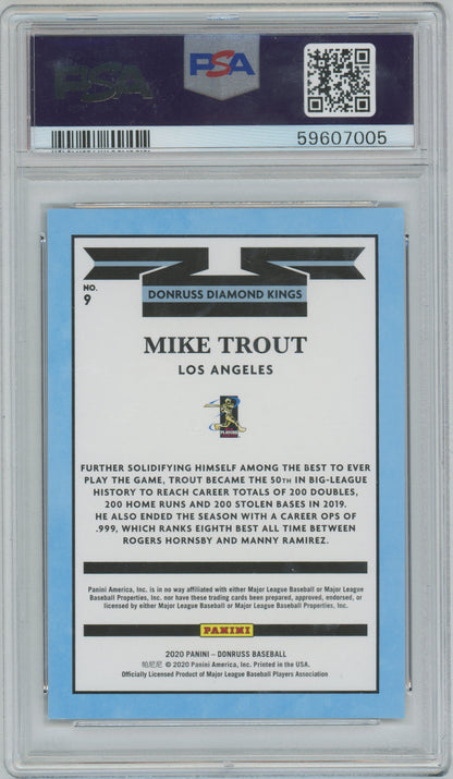 2020 Panini Donruss - Mike Trout #9 - Milestone Stat Line /250 - PSA - /250