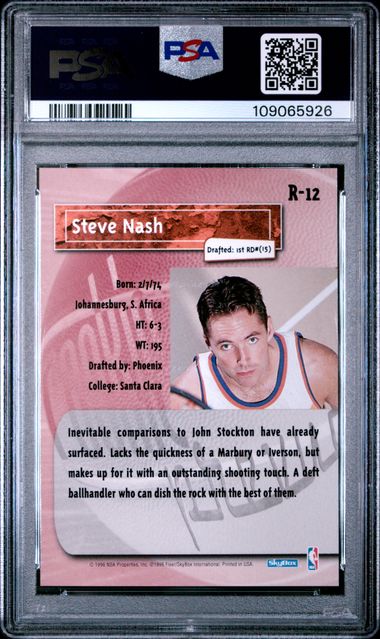1996 Skybox Premium Rookie Prevue #R12 Steve Nash Suns RC Rookie PSA 7 NM