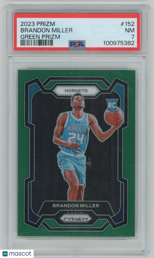 2023 Panini Green Prizm #152 Brandon Miller Hornets RC - ROOKIE - PSA - ROOKIE
