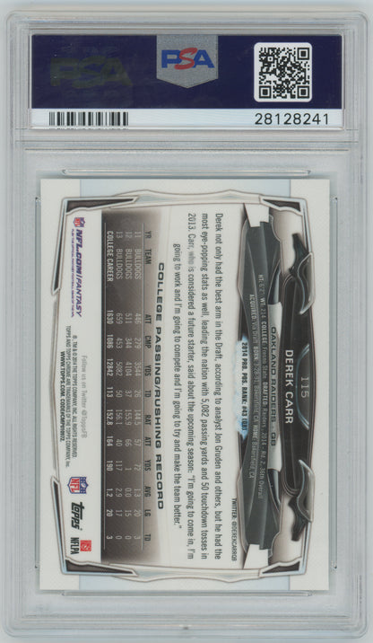 2014 Topps Chrome Derek Carr #115 With Ball PSA 10