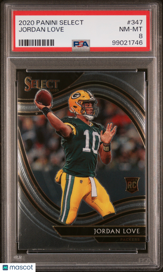 2020 Panini Select #347 Jordan love Packers RC Rookie PSA 8 NM-MT