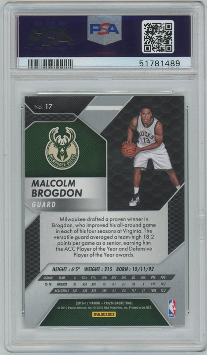 2016 Panini Prizm Malcolm Brogdon ROOKIE #17 PSA 9