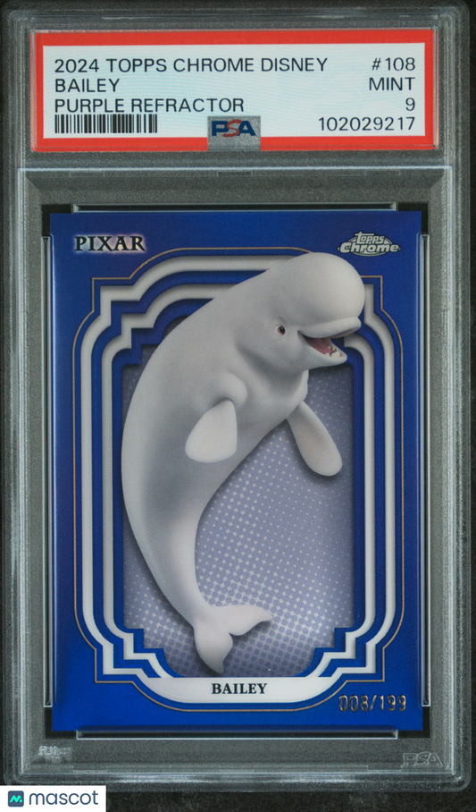 2024 Topps Chrome Disney Purple Refractor #108 Bailey /199 PSA 9 MINT - /199