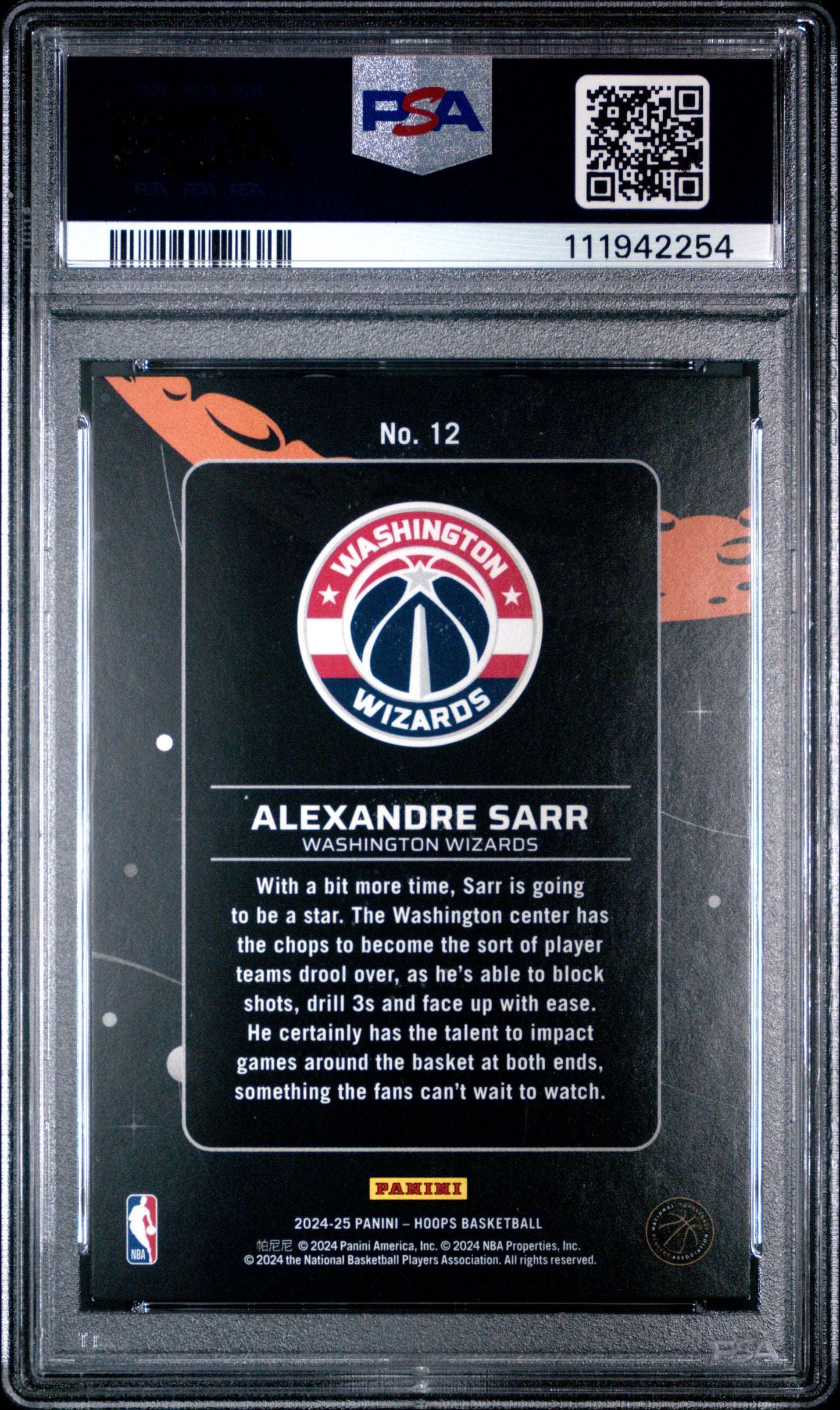2024 Hoops Anti Gravity Ap Holo #12 - Alexandre Sarr /25 - ROOKIE - 9/25 - PSA