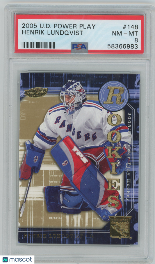2005 U.D Power Play Hockey #148 Henrik Lundqvist, Rangers - ROOKIE  - PSA ROOKIE