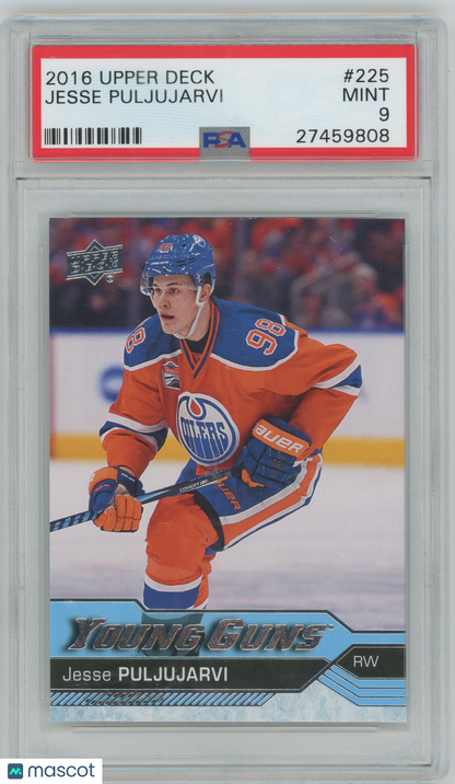 2016 Upper Deck Hockey Young Guns - #225 Jesse Puljujarvi RC ROOKIE - PSA 9