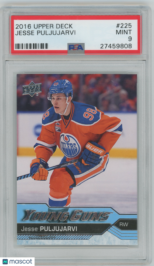 2016 Upper Deck Hockey Young Guns - #225 Jesse Puljujarvi RC ROOKIE - PSA 9