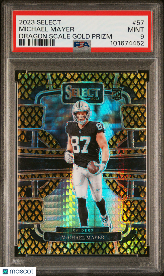 2023 Select Michael Mayer #57 Gold Prizm Dragon Scale Parallel - /10 PSA 9 - /10