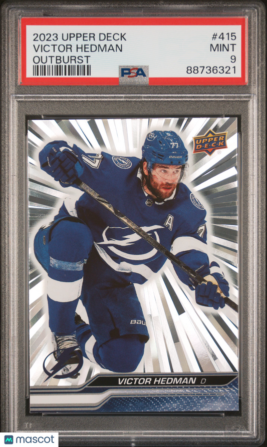 2023 23-24 Upper Deck Victor Hedman #415 Silver Outburst Parallel/Variety PSA 9