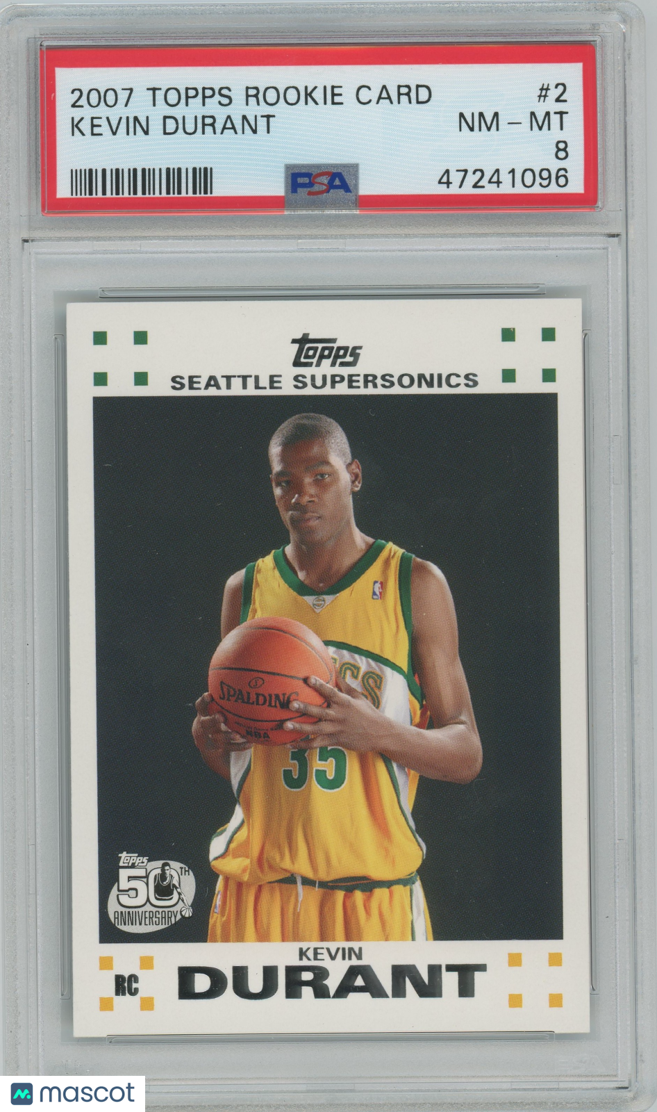 2007 Topps Rookie Card Kevin Durant #2 PSA 8 - ROOKIE
