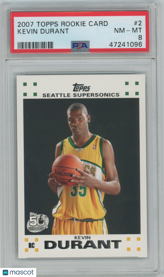 2007 Topps Rookie Card Kevin Durant #2 PSA 8 - ROOKIE