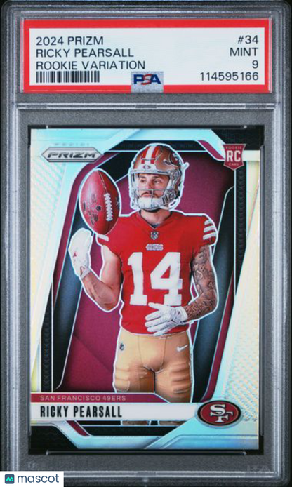 2024 Panini Prizm #34 - Ricky Pearsall - Silver Prizm - ROOKIE VARIATION - PSA