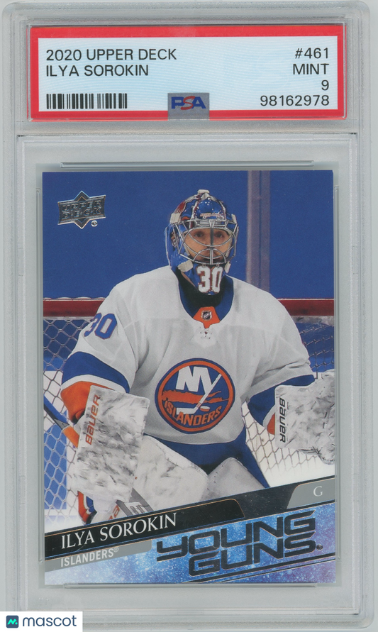 2020 Upper Deck Hockey Young Guns #461 Ilya Sorokin Islanders RC Rookie PSA 9