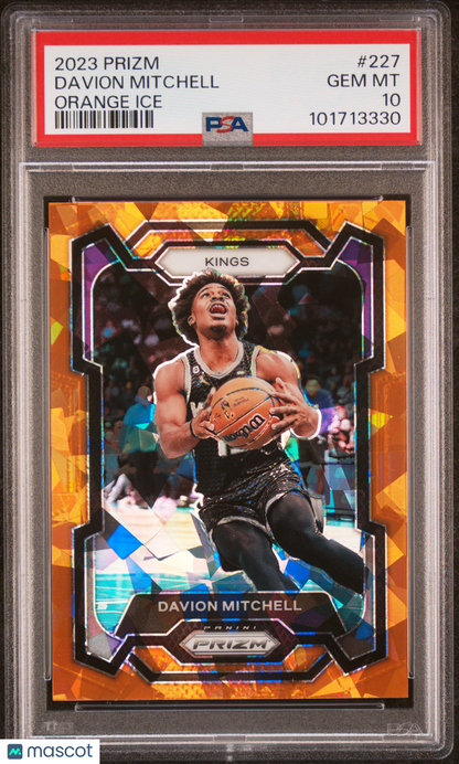 2023 Panini Orange Ice Prizm #227 Davion Mitchell Kings PSA 10 POP 1