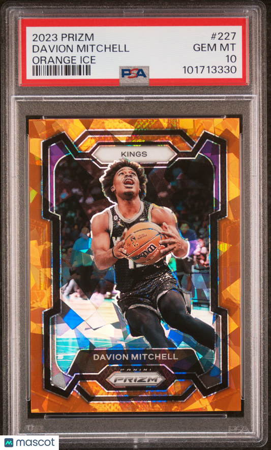 2023 Panini Orange Ice Prizm #227 Davion Mitchell Kings PSA 10 POP 1