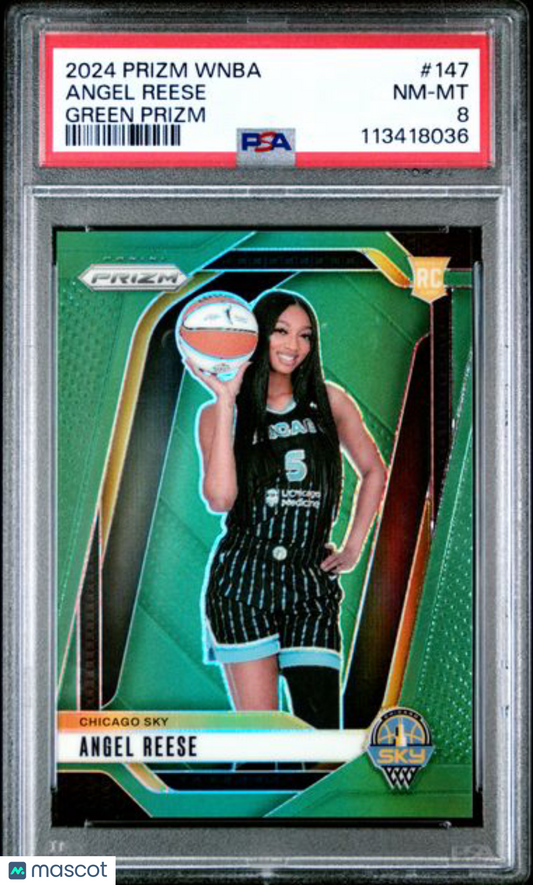 2024  WNBA Panini Green Prizm - #147 Angel Reese Chicago Sky - ROOKIE - PSA