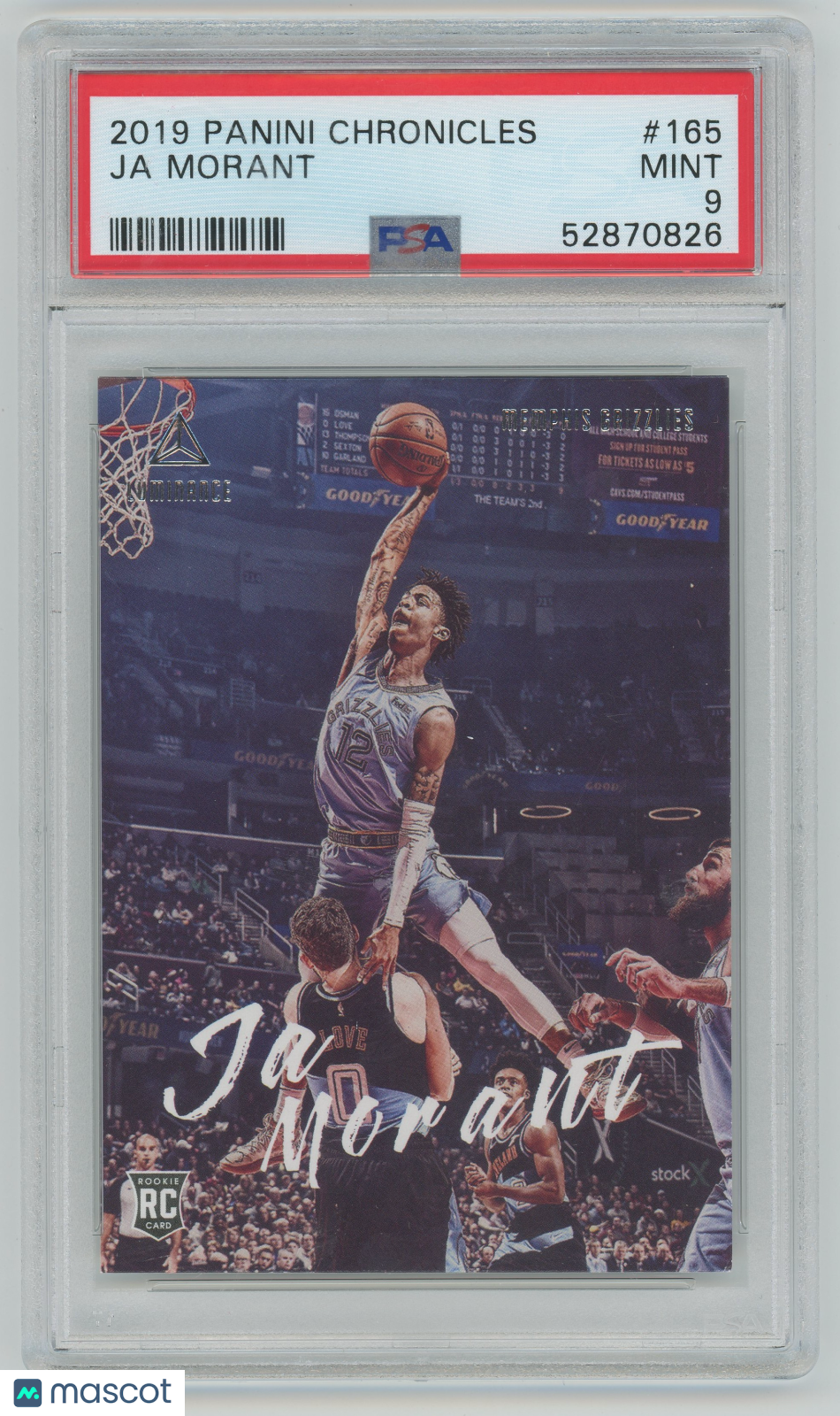 2019 Panini Chronicles #165 Ja Morant Memphis Grizzlies RC Rookie PSA 9 MINT