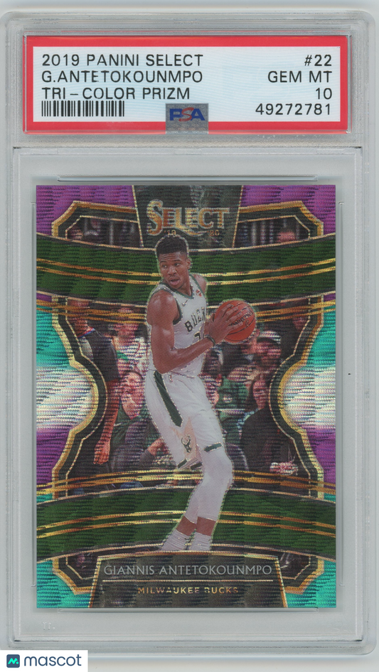 2019 Panini Select Giannis Antetokounmpo #22 Tri Color Prizm PSA 10
