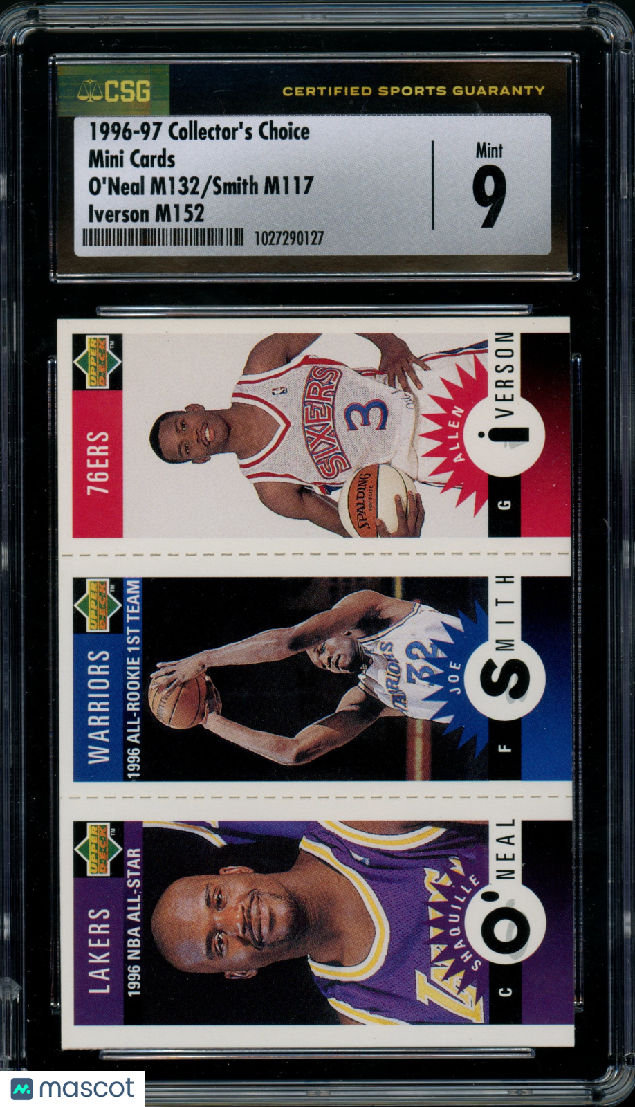 1996 Collector's Choice - Joe Smith/Allen Iverson/Shaquille O'Neal -Mini - CSG 9