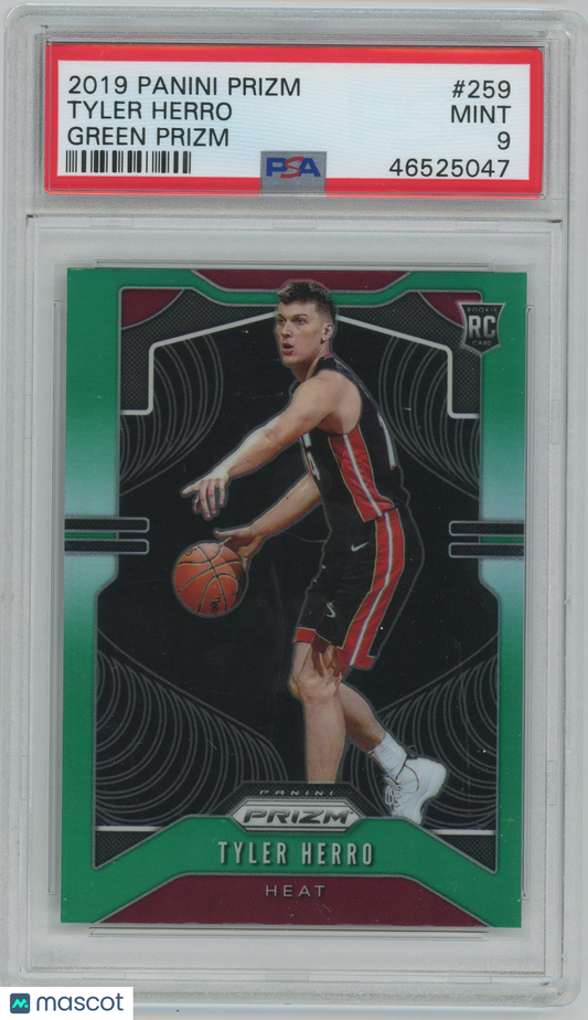 2019 Panini Green Prizm #259 Tyler Herro Heat RC Rookie PSA 9 MINT - ROOKIE