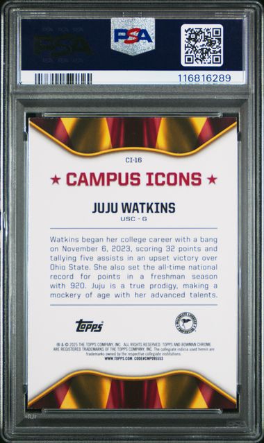 2024 Bowman Chrome U - JuJu Watkins #CI16 - Campus Icons - Blue/150 - PSA 10