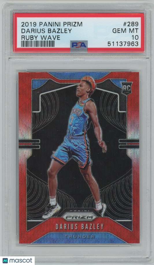 2019 Panini Ruby Wave Prizm #289 Darius Bazley RC Rookie PSA 10 GEM MINT