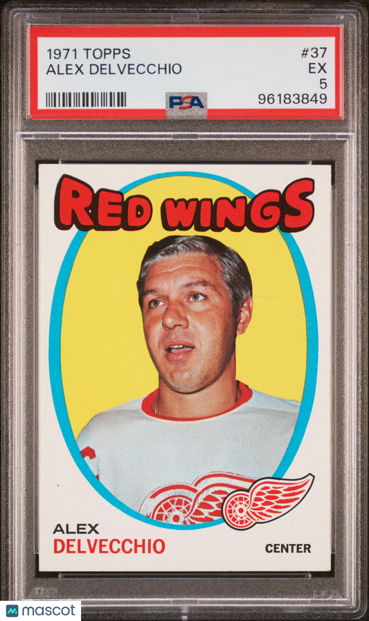 1971 Topps Hockey #37 Alex Delvecchio Red Wings HOF PSA 5