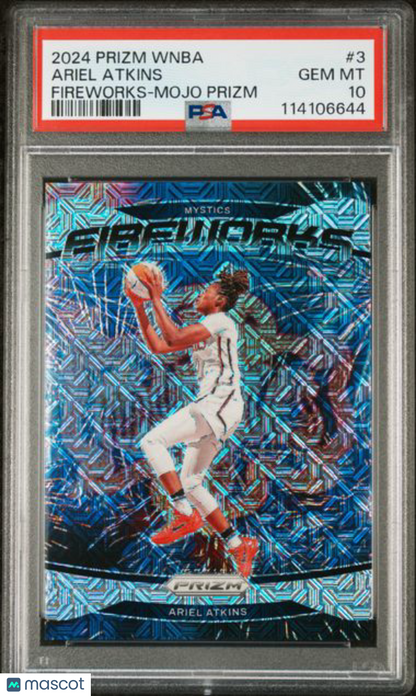 2024 Panini Mojo Prizm WNBA /25 - Fireworks - Ariel Atkins - MOJO /25 - PSA 10