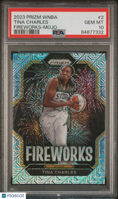 2023 Panini WNBA Mojo Prizm Fireworks #2 Tina Charles Storm - /25 PSA 10 - /25