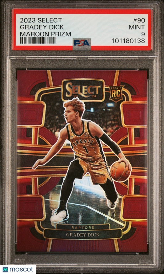 2023 Select Maroon Prizm #90 Gradey Dick Raptors RC ROOKIE 16/175 PSA 9 - /175