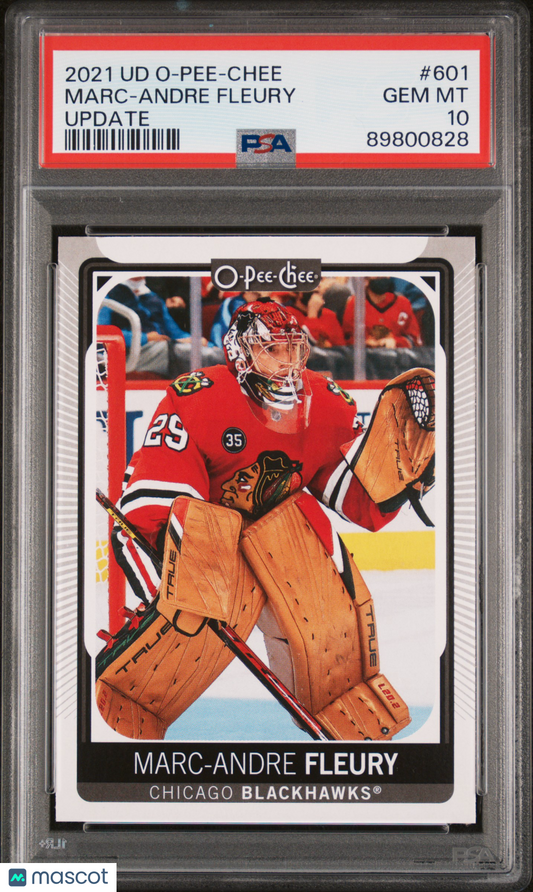 2021 O-PEE-CHEE OPC Update Hockey #601 Marc-Andre Fleury Black Hawks PSA 10