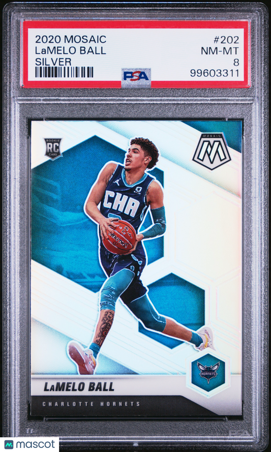 2020 Panini Mosaic #202 LaMelo Ball Hornets RC ROOKIE PSA - Silver - ROOKIE