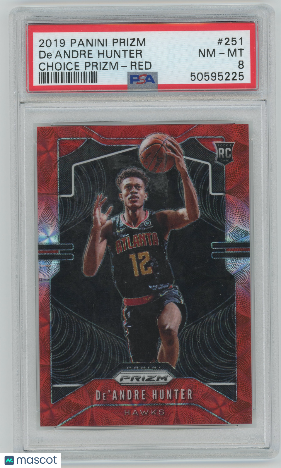 2019 Panini Prizm De'andre Hunter ROOKIE #251 Choice Prizm Red /88 PSA 8 - /88