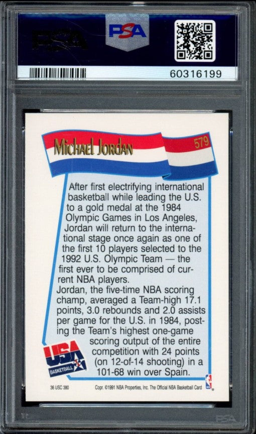 1991  Hoops - Michael Jordan #579 - 1992 Team USA Olympics - DREAM TEAM - PSA 9
