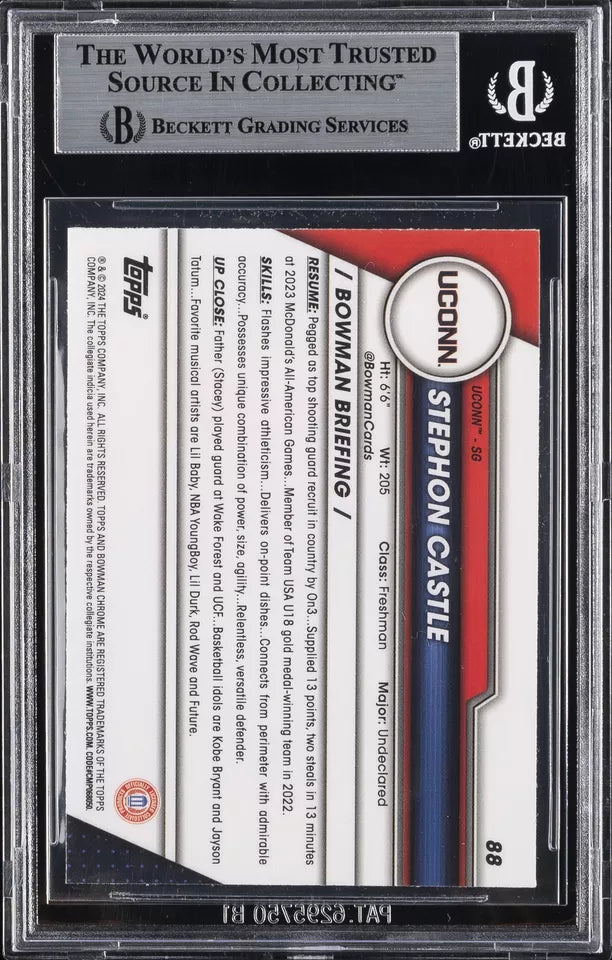 2023-24 Bowman Chrome University Sapphire Stephon Castle #88 BGS 8.5