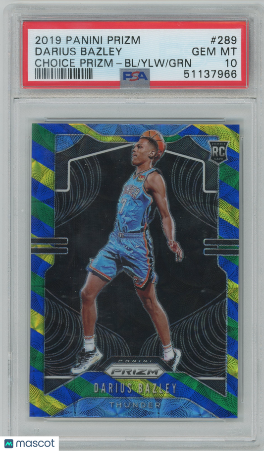2019 Panini Choice Blue Yellow Green Prizm #289 Darius Bazley RC Rookie PSA 10