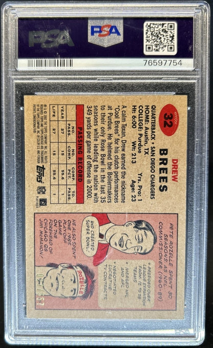 2002 Topps Heritage - Drew Brees - Retrofractor /557 - Chargers - PSA 9 - /557