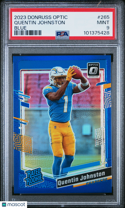 2023 Panini Donruss Optic Quentin Johnston #265 Blue /199 - PSA 9 - ROOKIE /199