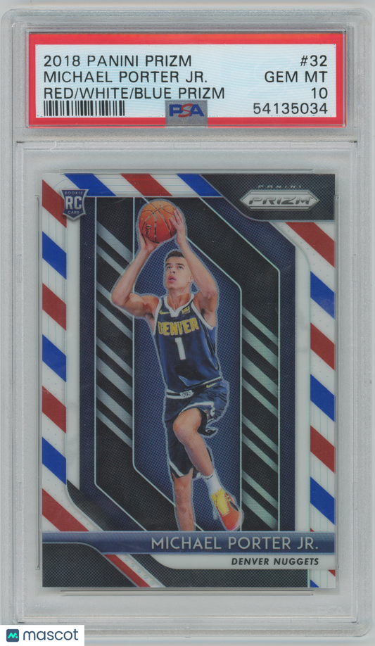 2018 Panini Prizm - Michael Porter JR. #32 - ROOKIE - Red/White/Blue - PSA 10