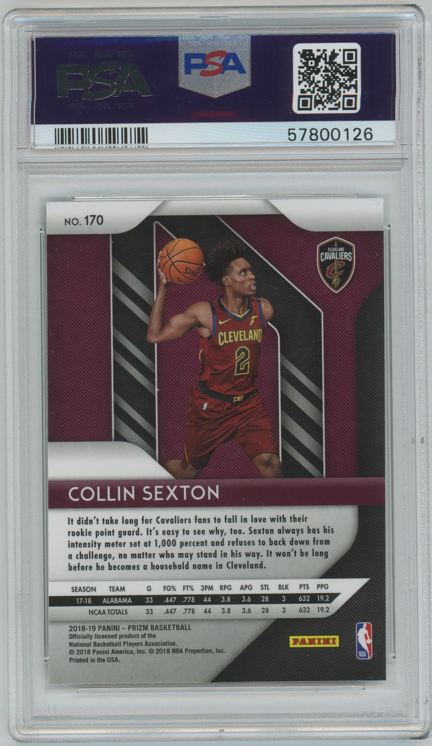 2018 Panini Prizm Collin Sexton ROOKIE #170 PSA 10