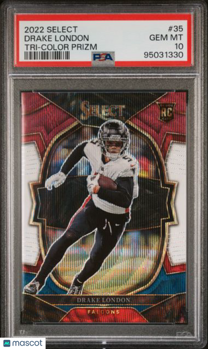 2022 Panini Select - Drake London - ROOKIE /249 - Tri-Color Prizm /249 - PSA 10