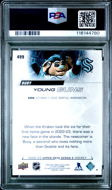 2022 Upper Deck - Buoy The Mascot #499 - YG Rookie - YOUNG GUNS ROOKIE - PSA