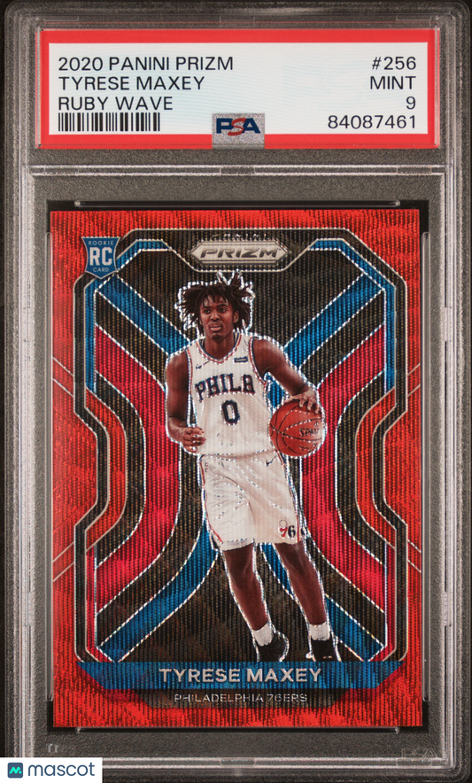 2020 Panini Ruby Wave Prizm #256 Tyrese Maxey 76ers RC Rookie PSA 9 ROOKIE