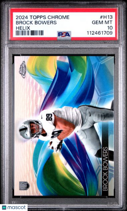 2024 Topps Chrome NFL - Brock Bowers #H13 - Helix Rookie - ROOKIE HELIX - PSA 10