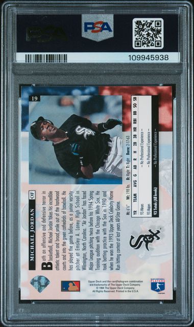 Michael Jordan - 1994 Upper Deck #19 Chicago White Sox - Baseball ROOKIE - PSA