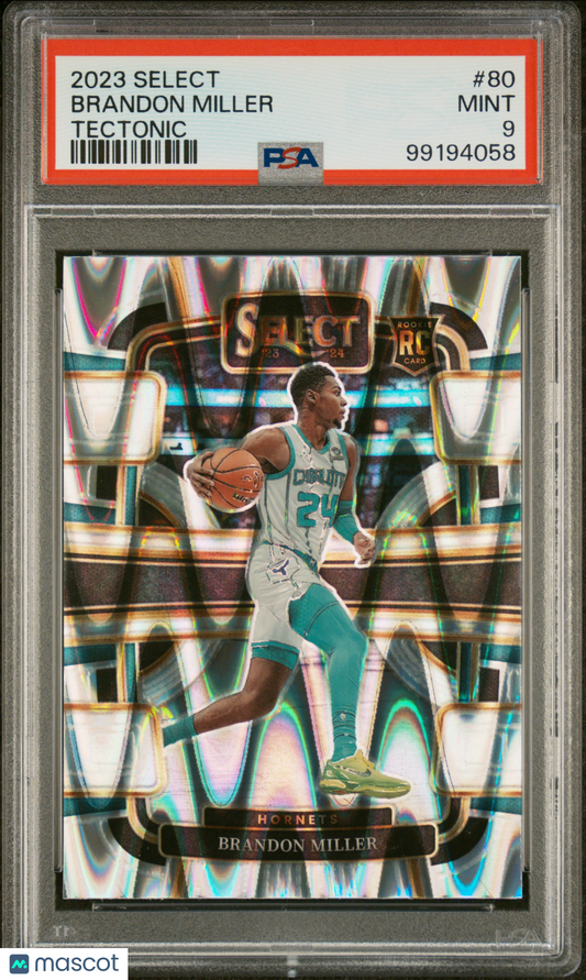 2023 Select Tectonic #80 Brandon Miller Hornets RC ROOKIE PSA 9 - ROOKIE