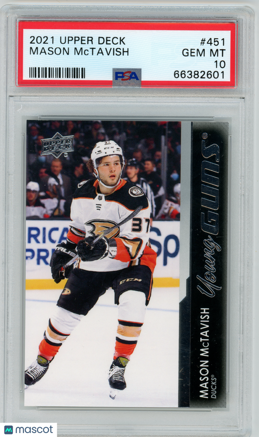 2021 Upper Deck Hockey - Mason McTavish - Young Guns #451 - Rookie - YG - PSA 10